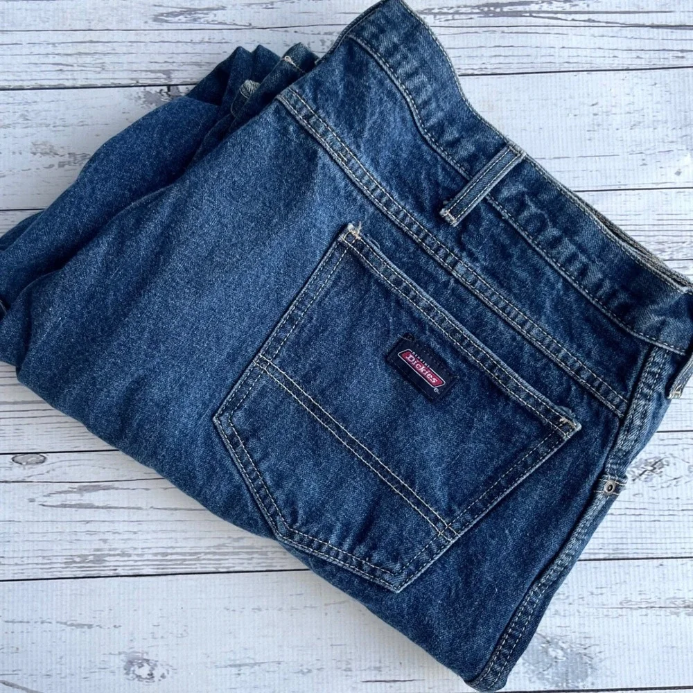 Genuine Dickies Carpenter Jeans Mens Dark Wash Denim Utility Workwear Streetwear